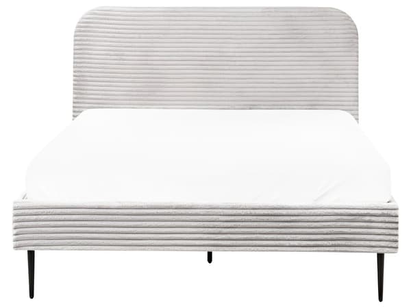 Sengeramme Lysegrå Kordfløyel 140 x 200 cm Polstret Sengeramme med Brede Rygger