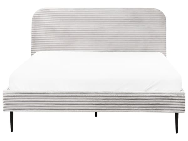 Sengeramme Lysegrå Kordfløyel 160 x 200 cm Polstret Sengeramme med Brede Rygger