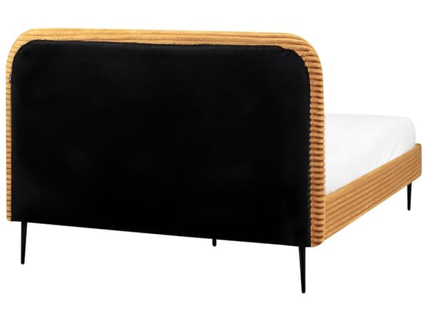 Sengeramme Oransje Kordfløyel 140 x 200 cm Polstret Sengeramme med Brede Rygger