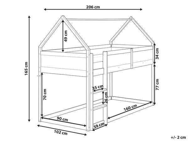 Barneseng i Hvit Furu MDF 90 x 200 cm med Spalteramme for Småbarn