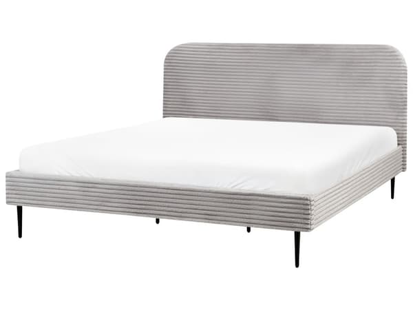 Seng Grå Fløjl 180 x 200 cm Moderne Dobbeltseng Stof To Mands Seng Lav Sengeramme Minimalistisk Design