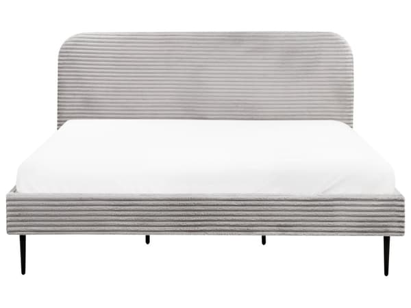 Seng Grå Fløjl 180 x 200 cm Moderne Dobbeltseng Stof To Mands Seng Lav Sengeramme Minimalistisk Design