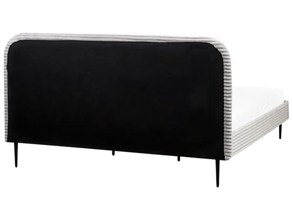 Seng Grå Fløjl 180 x 200 cm Moderne Dobbeltseng Stof To Mands Seng Lav Sengeramme Minimalistisk Design