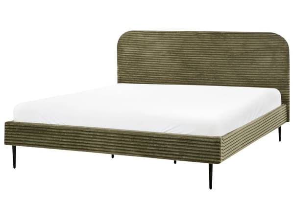 Seng Grøn Fløjl 180 x 200 cm Moderne Dobbeltseng Stof To Mands Seng Lav Sengeramme Minimalistisk Design