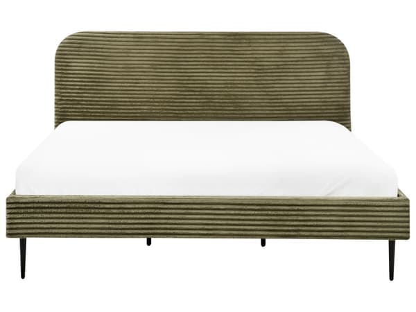 Seng Grøn Fløjl 180 x 200 cm Moderne Dobbeltseng Stof To Mands Seng Lav Sengeramme Minimalistisk Design