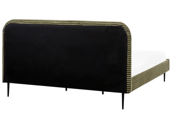 Seng Grøn Fløjl 180 x 200 cm Moderne Dobbeltseng Stof To Mands Seng Lav Sengeramme Minimalistisk Design
