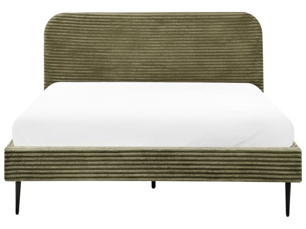 Seng Grøn Fløjl 160 x 200 cm Moderne Dobbeltseng Stof To Mands Seng Lav Sengeramme Minimalistisk Design