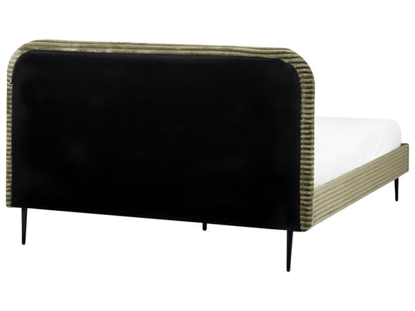 Seng Grøn Fløjl 160 x 200 cm Moderne Dobbeltseng Stof To Mands Seng Lav Sengeramme Minimalistisk Design