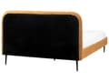 Miniatyrbillede 7 af 11: Seng Orange Fløjl 160 x 200 cm Moderne Dobbeltseng Stof To Mands Seng Lav Sengeramme Minimalistisk Design