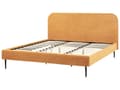 Miniatyrbillede 5 af 11: Seng Orange Fløjl 180 x 200 cm Moderne Dobbeltseng Stof To Mands Seng Lav Sengeramme Minimalistisk Design