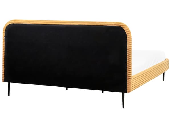 Seng Orange Fløjl 180 x 200 cm Moderne Dobbeltseng Stof To Mands Seng Lav Sengeramme Minimalistisk Design