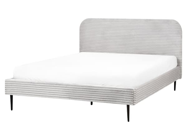 Seng Grå Fløjl 160 x 200 cm Moderne Dobbeltseng Stof To Mands Seng Lav Sengeramme Minimalistisk Design