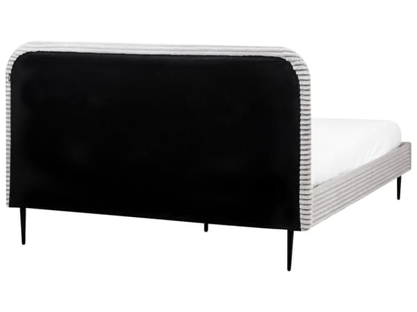 Seng Grå Fløjl 160 x 200 cm Moderne Dobbeltseng Stof To Mands Seng Lav Sengeramme Minimalistisk Design