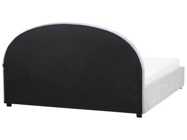 Seng med oppbevaring Lyseblå Polyesterstoff 180 x 200 cm Sengegavl Oppbevaringsrom Minimalistisk og retro stil Soverom Dobbeltseng