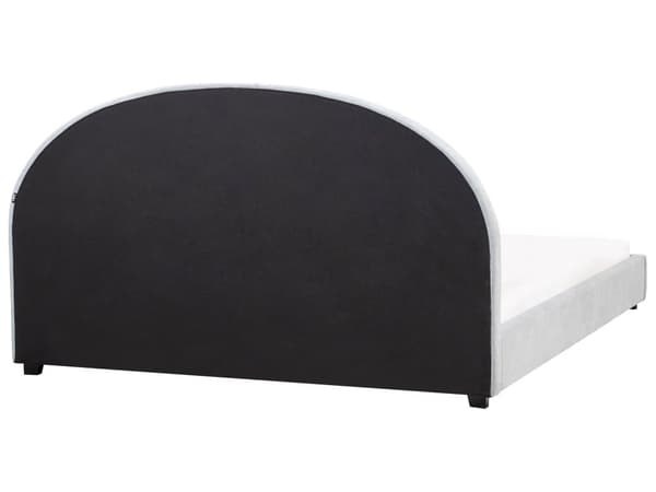Seng Lyseblå Polyesterstoff 180 x 200 cm Halvrund sengegavl Minimalistisk og retro stil Soverom Dobbeltseng