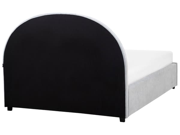 Seng med oppbevaring Lyseblå Polyesterstoff 140 x 200 cm Sengegavl Oppbevaringsrom Minimalistisk og retro stil Soverom Dobbeltseng