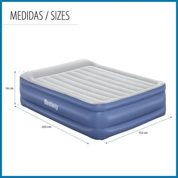 Bestway Tritech uppblåsbar dubbelsäng 203x152x56 cm Stöder upp till 300 kg uppblåst på 5 minuter med omkretsförstärkning