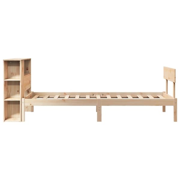 vidaXL Seng med bokhylle uten madrass 90x200 cm heltre furu
