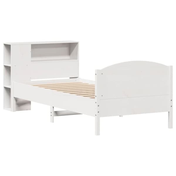 vidaXL seng med reol uden madras 90x200 cm massivt fyrretræ hvid