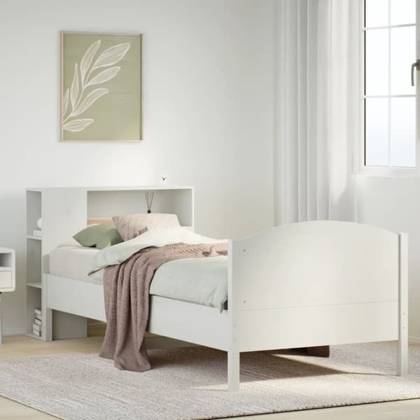 vidaXL seng med reol uden madras 90x200 cm massivt fyrretræ hvid