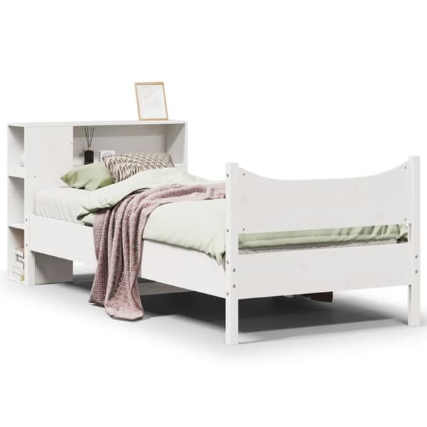 vidaXL Sängram utan madrass vit 90x190 cm massiv furu