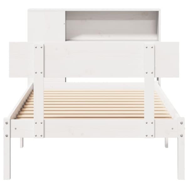vidaXL Seng med bokhylle uten madrass hvit 90x190 cm heltre furu