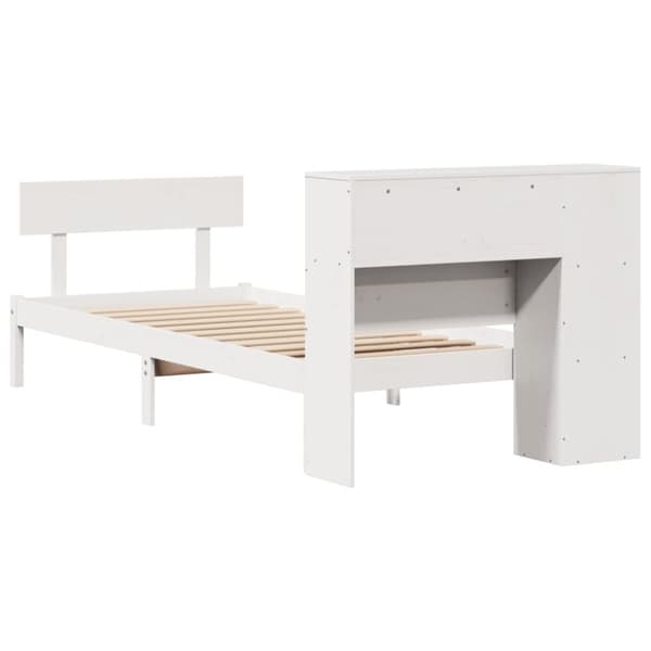 vidaXL Seng med bokhylle uten madrass hvit 90x190 cm heltre furu