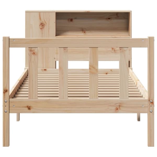 vidaXL Seng med bokhylle uten madrass 90x200 cm heltre furu