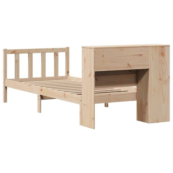 vidaXL Seng med bokhylle uten madrass 90x200 cm heltre furu