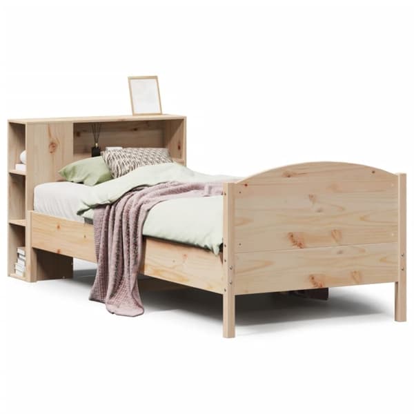 vidaXL Sänky kirjahyllyllä ilman patjaa 75x190 cm täysi mänty