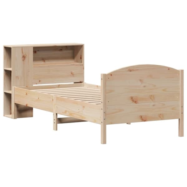 vidaXL Sänky kirjahyllyllä ilman patjaa 75x190 cm täysi mänty