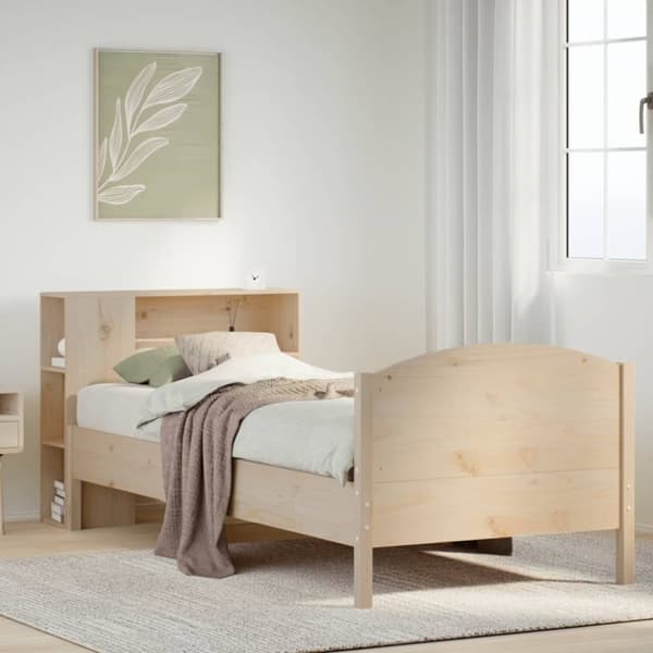 vidaXL Sänky kirjahyllyllä ilman patjaa 75x190 cm täysi mänty