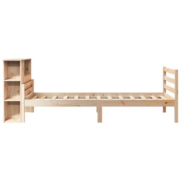 vidaXL Seng med bokhylle uten madrass 75x190 cm heltre furu