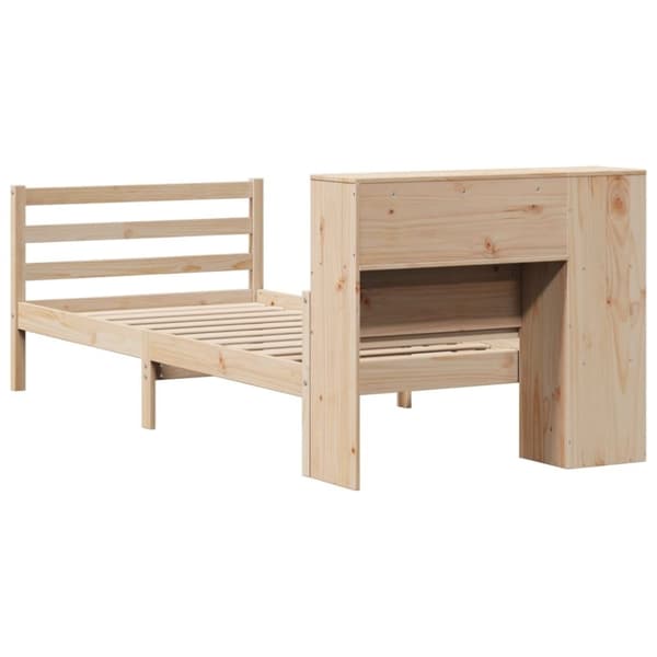vidaXL Seng med bokhylle uten madrass 75x190 cm heltre furu