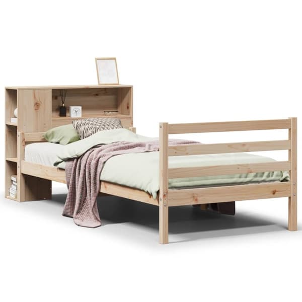 vidaXL Seng med bokhylle uten madrass 75x190 cm heltre furu
