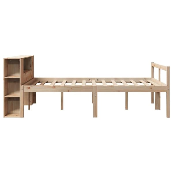vidaXL Seng med bokhylle uten madrass 140x190 cm heltre furu