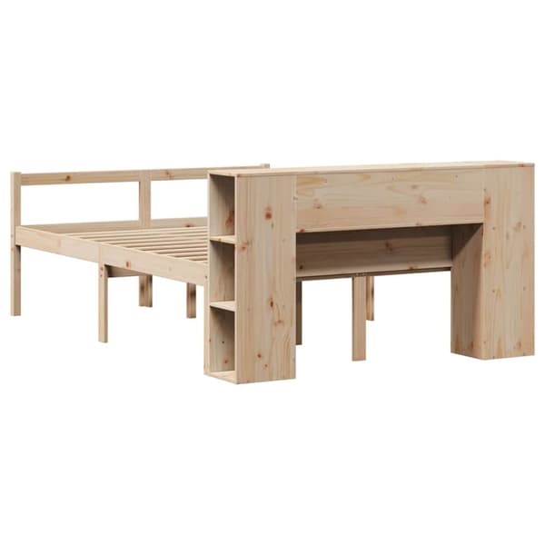 vidaXL Seng med bokhylle uten madrass 140x190 cm heltre furu
