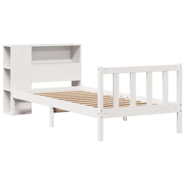 vidaXL seng med reol uden madras 75x190 cm massivt fyrretræ hvid