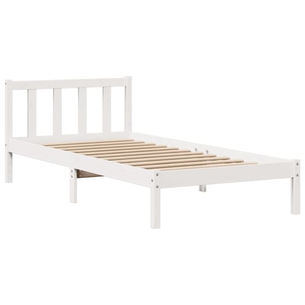 vidaXL seng med reol uden madras 75x190 cm massivt fyrretræ hvid