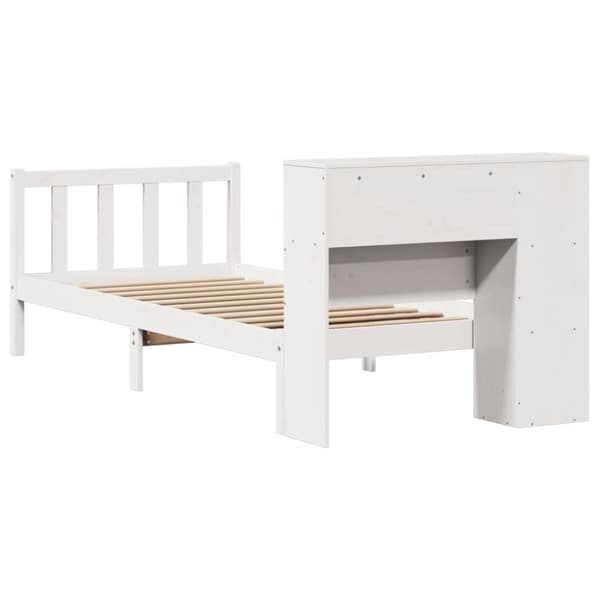 vidaXL seng med reol uden madras 75x190 cm massivt fyrretræ hvid