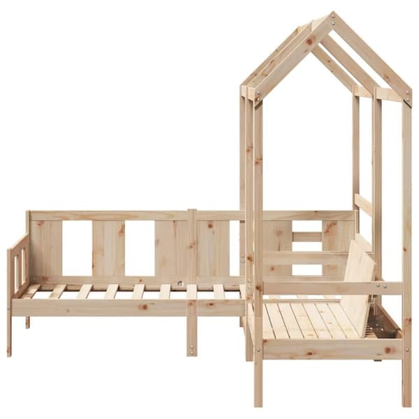 vidaXL Sett med dagseng og benk med tak 90x190 cm heltre furu