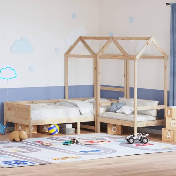 vidaXL Sohvasänky ja penkkisarja katoksella 80x200 cm täysi mänty