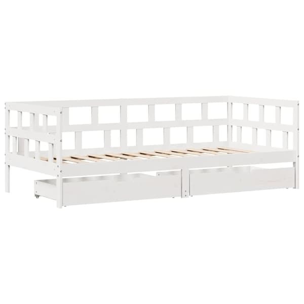 vidaXL Dagseng med skuffer hvit 80x200 cm heltre furu