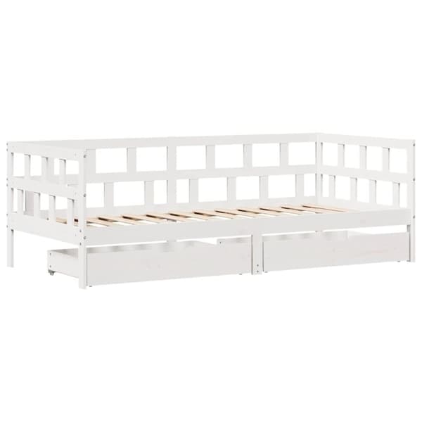 vidaXL Dagbädd med lådor vit 90x190 cm massiv furu