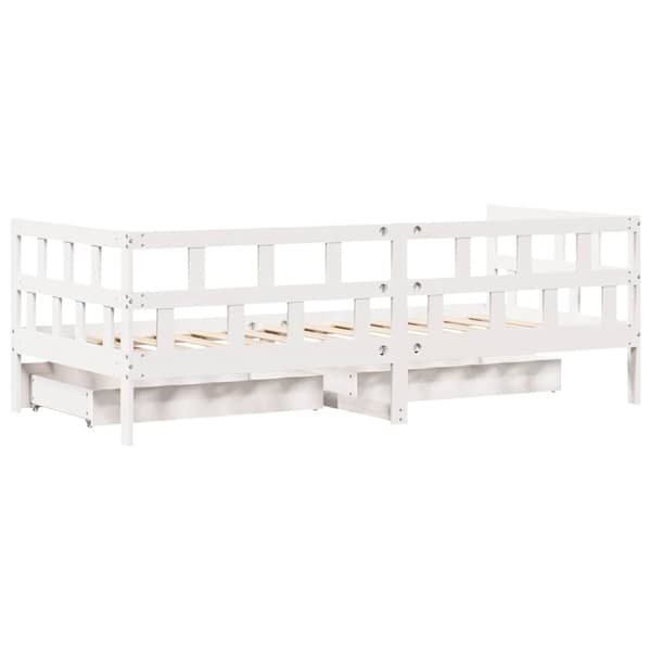 vidaXL Dagbädd med lådor vit 90x190 cm massiv furu
