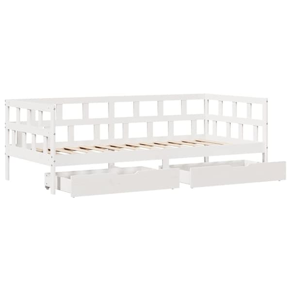 vidaXL Dagbädd med lådor vit 90x190 cm massiv furu