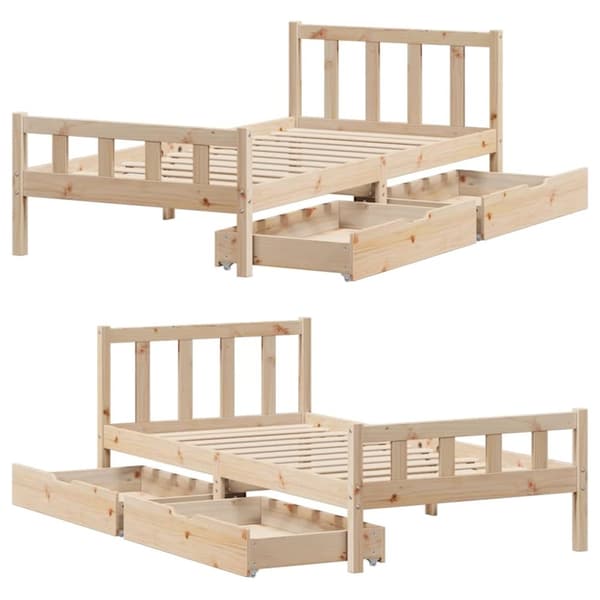 vidaXL Sengeramme uten madrass 90x190 cm heltre furu