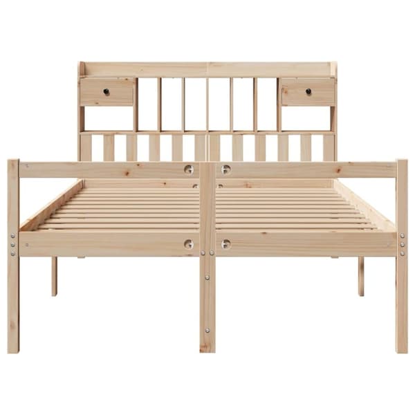 vidaXL Sänky kirjahyllyllä ilman patjaa 140x190 cm täysi mänty