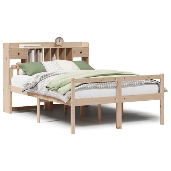 vidaXL seng med reol uden madras 140x190 cm massivt fyrretræ
