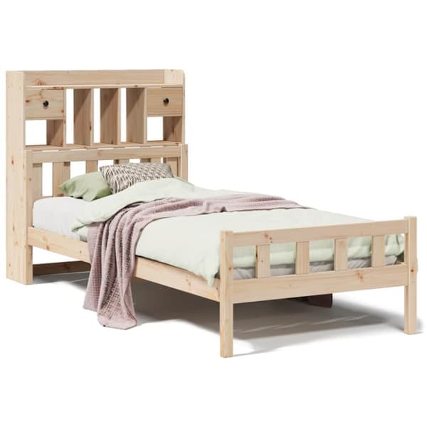 vidaXL seng med reol uden madras 90x190 cm massivt fyrretræ